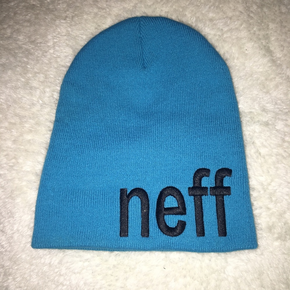 🍂Neff Bright Blue Cyan Unisex Block Letter Beanie